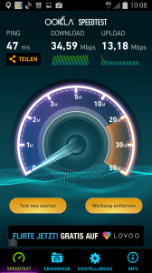 Der Speedtest beweist es: Auch zwischen Feldern und Äckern kann man mit einem LTE-fähigen Smartphone - in diesem Fall ein Samsung Galaxy S4 - beim Surfen mehr als nur akzeptable Geschwindigkeiten erzielen.  