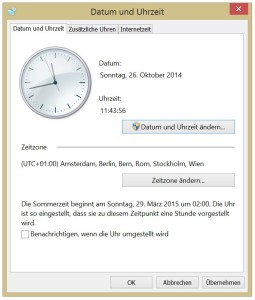 Unter Windows findet man die Einstellungsmöglichkeiten für die Computer-Uhr in der Systemsteuerung.