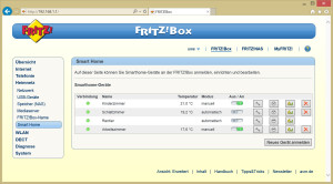 Wenn die Fritzbox mit einer AVM-Steckdose vom Typ DECT200 verbunden ist, kann man auch von unterwegs die Temperatur in den verschiedenen Räumen ablesen. 