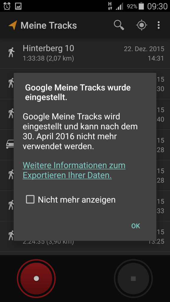 Das Handy-Tool zur Aufzeichnung von GPS-Routen wird nicht mehr lange funktionieren, nun heisst es, eine Alternative zu suchen. 